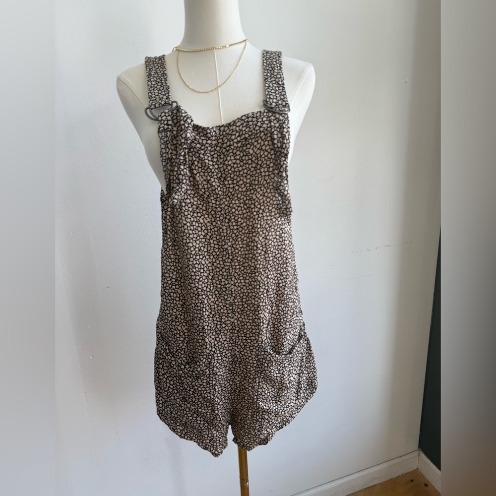 Free People Brown and Cream Floral Print Romper
